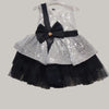 Peach baby frock (black and Silver )