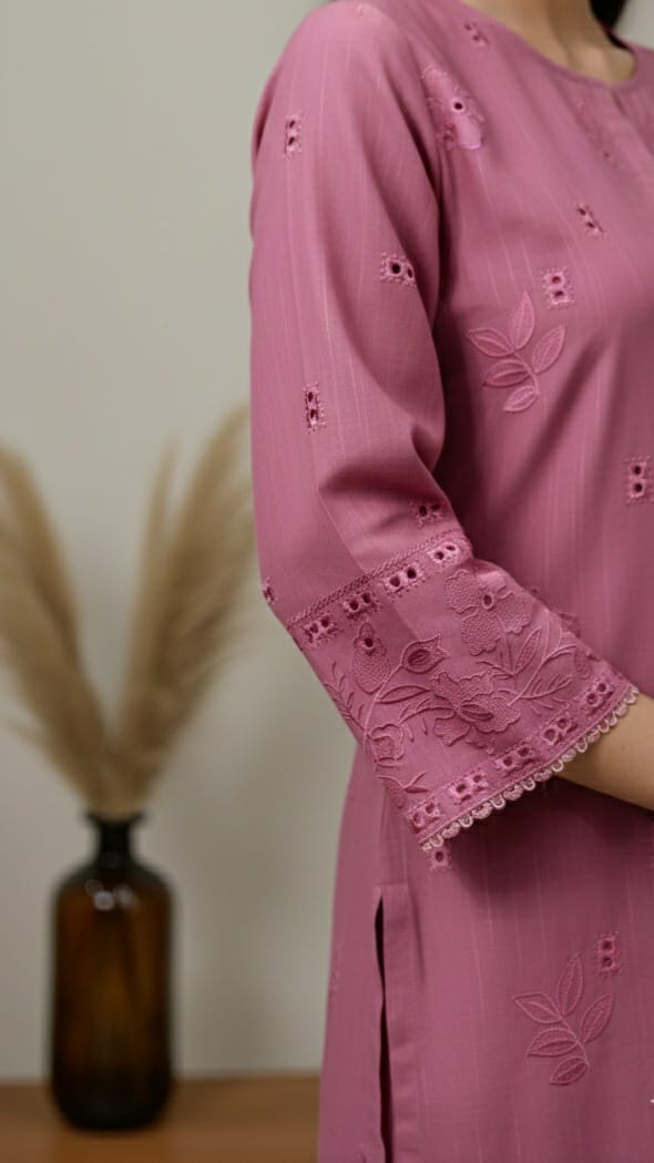 Elegant Rose Embroidered 3-Piece suit