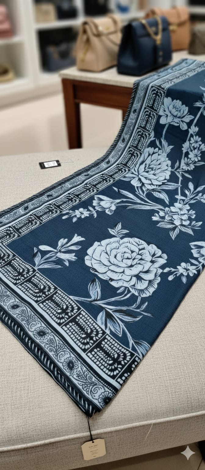 Deep Blue Embroidered Suit - 3Pc