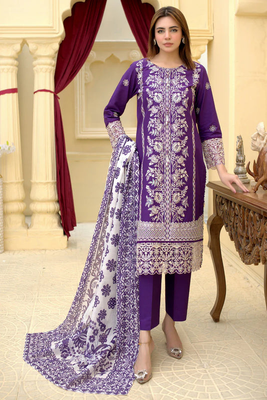 3 Piece Cambric Suit-Embroidered