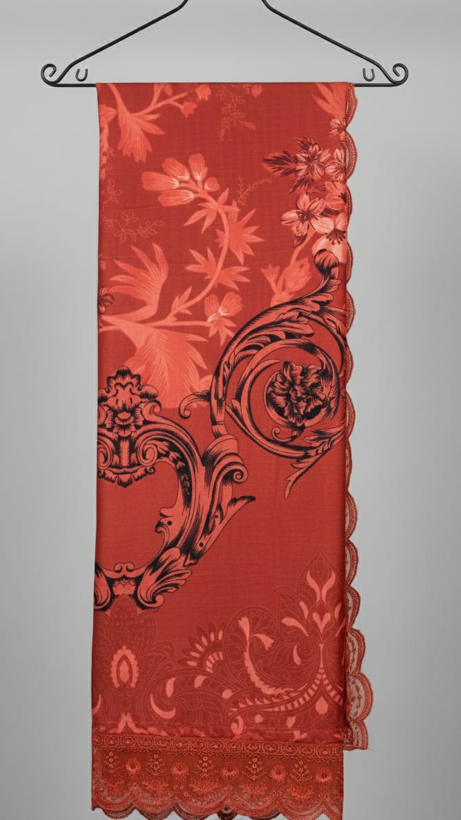 Terracotta Orange Emboridered Chikankari-style 3PC suit