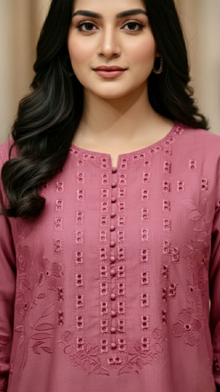Elegant Rose Embroidered 3-Piece suit