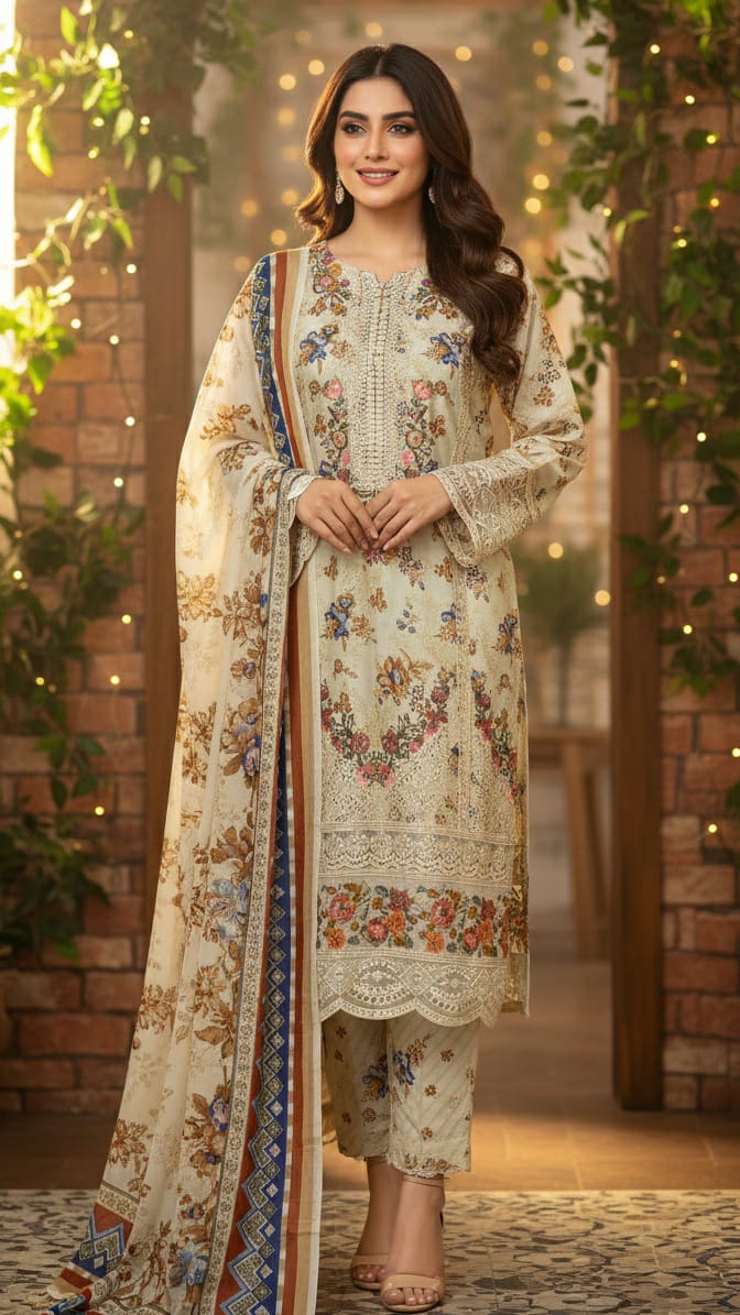 Light Floral -3Pc suit