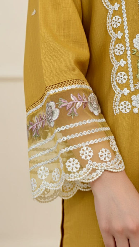 Vintage Mustard floral suit - 3 piece