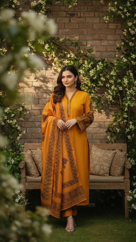 Warm Yellow Festive Suit - 3 piece