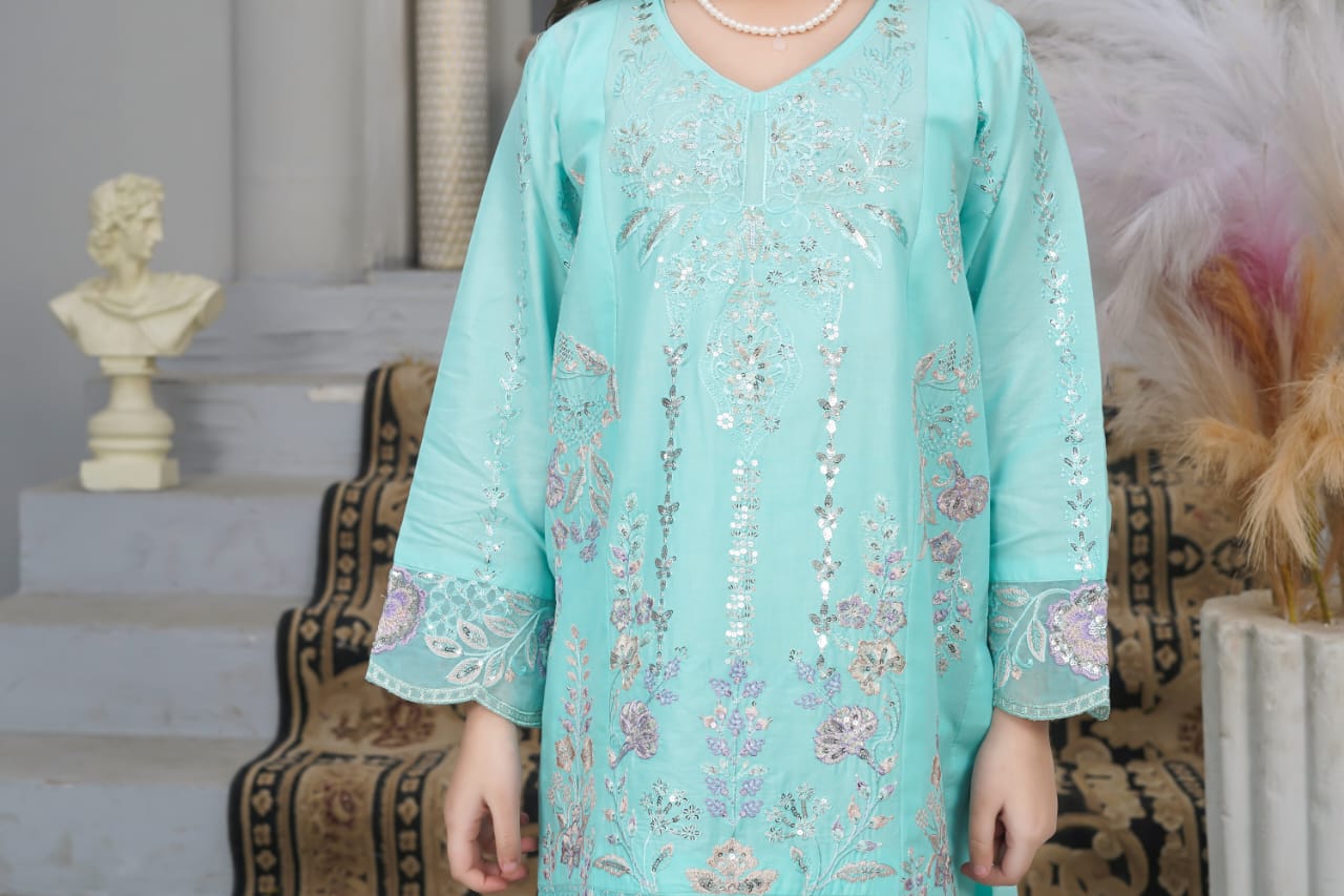 Turquoise Blossom 3 Piece Suit
