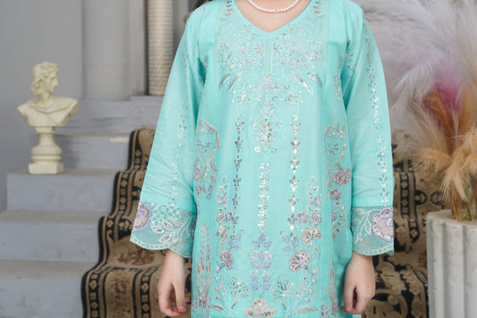 Turquoise Blossom 3 Piece Suit