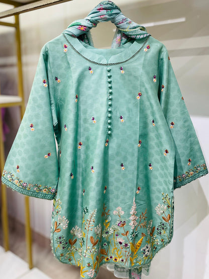 Ladies 3 pcs Multi EMB Lawn suit