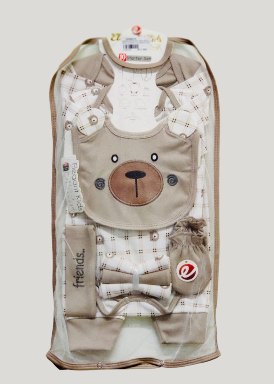 New born gift set 10 pcs KHAKI